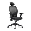 Black mesh executive office chair with adjustable armrests on a white background - RAMA Office Furniture