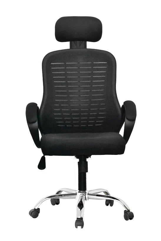 office chair with padded armrests and headrest