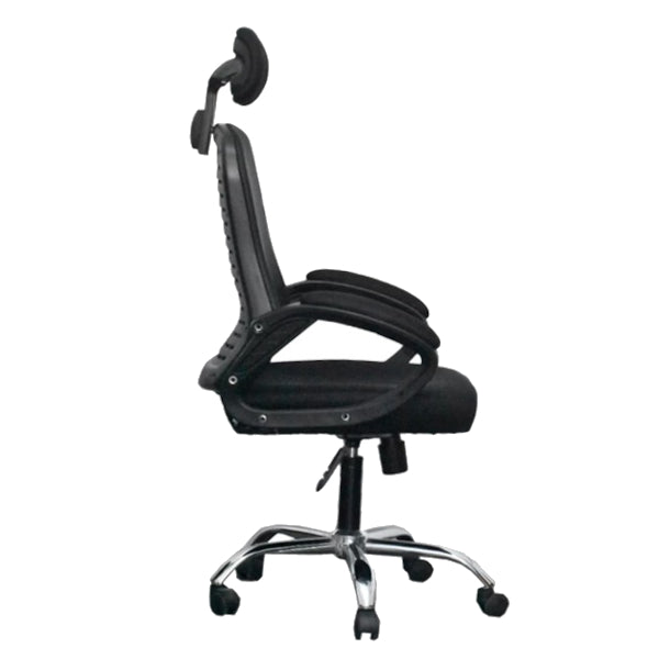 office chair with padded armrests and headrest