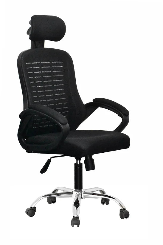 office chair with padded armrests and headrest