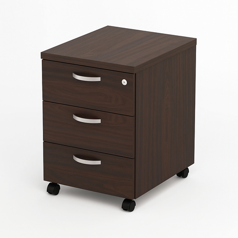 movable wooden 3 drawers unit – brown - RAMA OFFICE FURNITURE