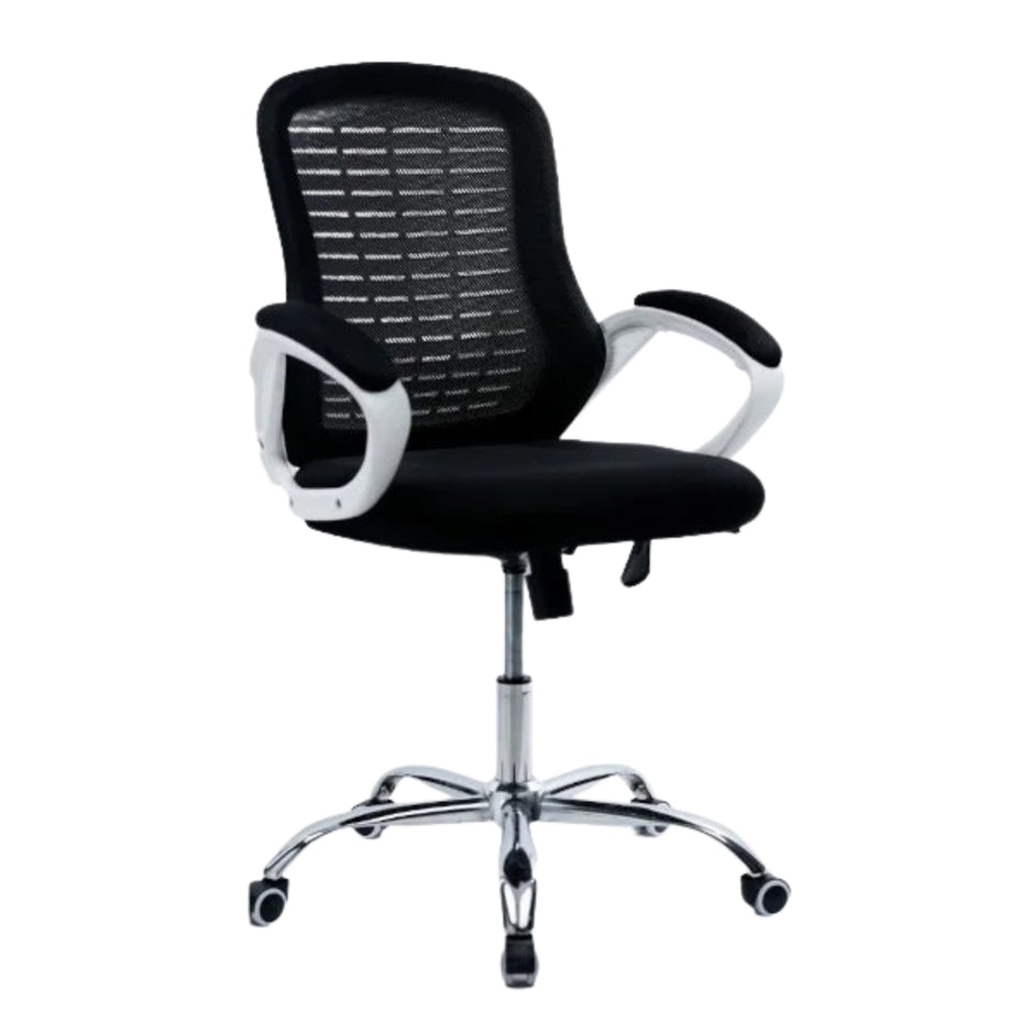 White Plastic Employee Office Chair with Padded Armrests