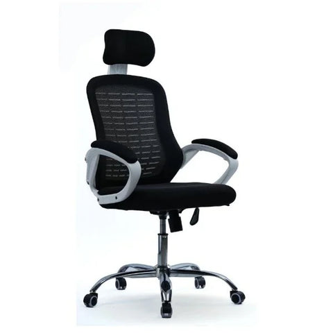 Executive chair white plastic breathable mesh office chair with padded armrests - RAMA OFFICE FURNITURE